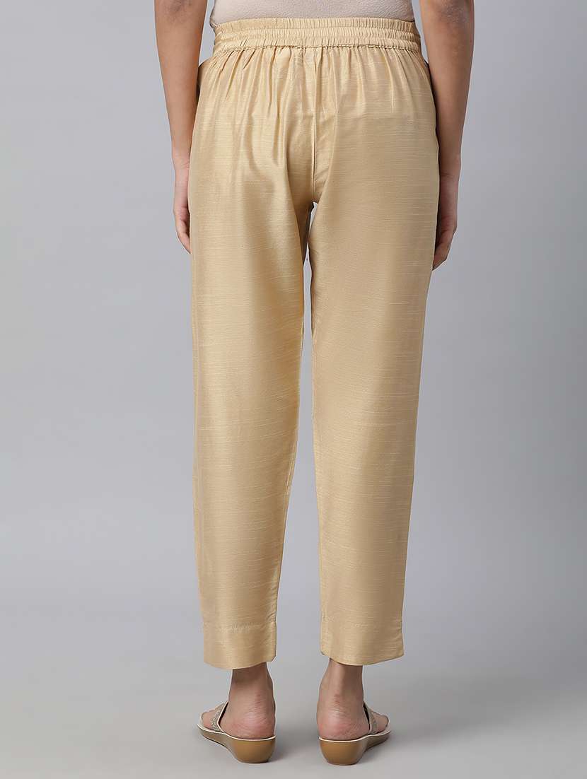 beige viscose flat front trousers - 20536771 - Standard Image - 2