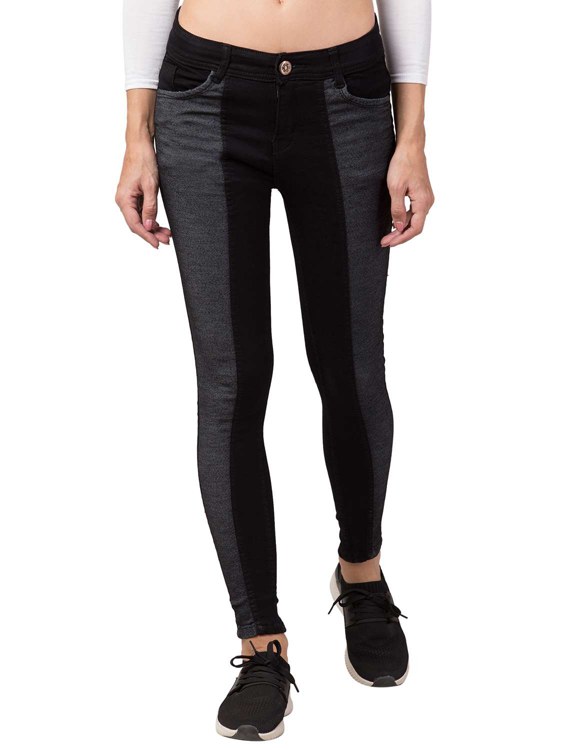 women's color block slim fit jeans