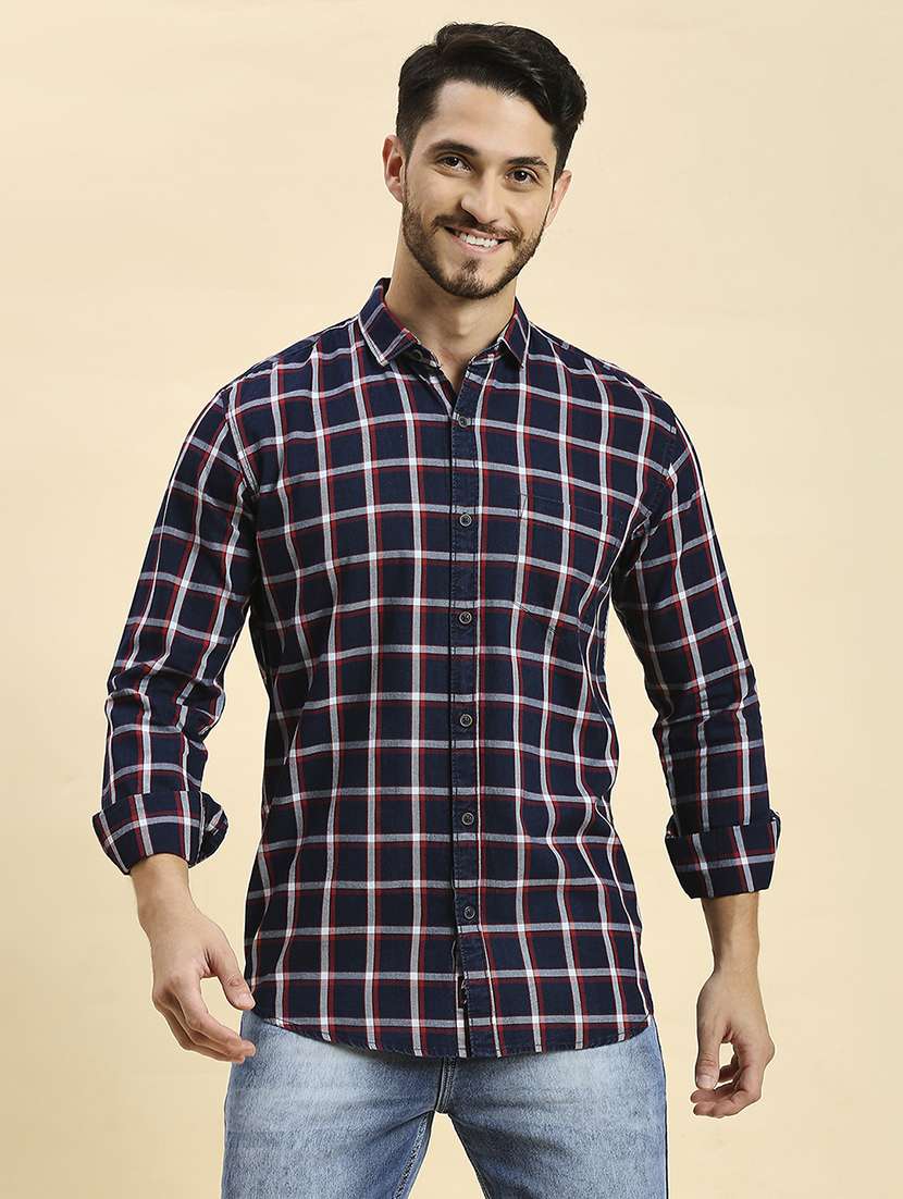 men checkered collared casual shirt - 20537533 - Zoom Image - 0