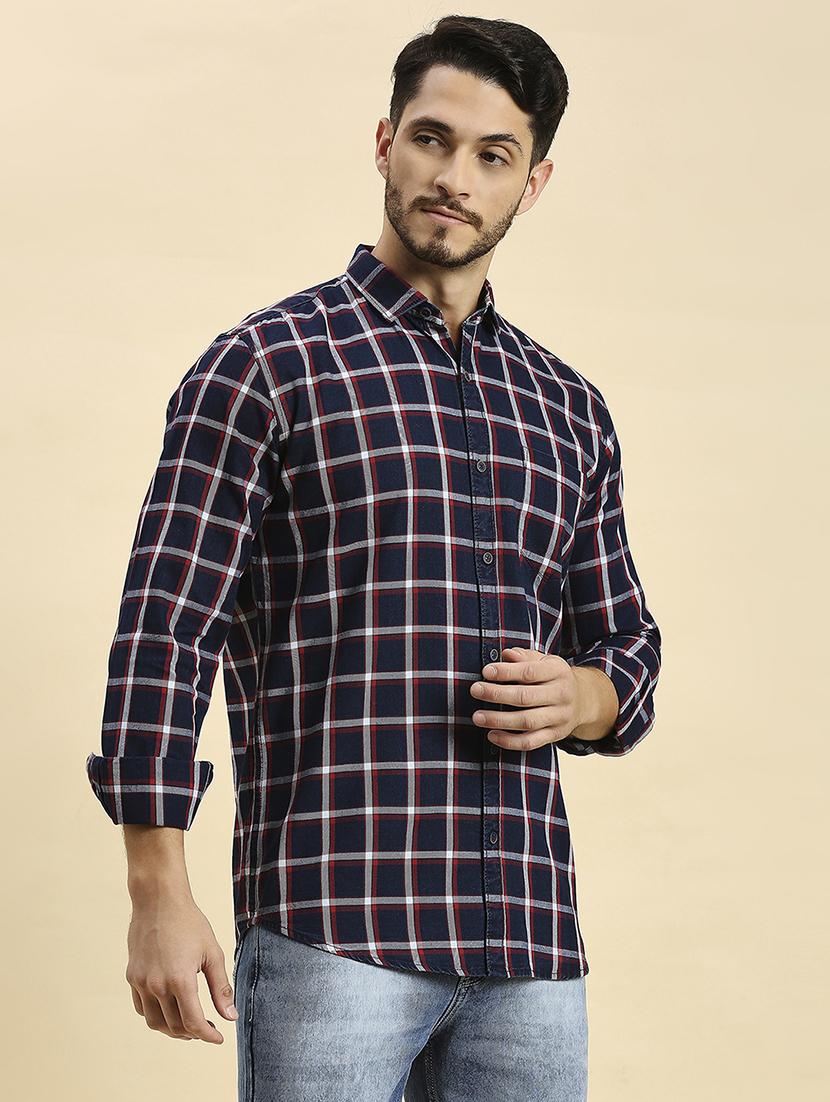 men checkered collared casual shirt - 20537533 - Standard Image - 2