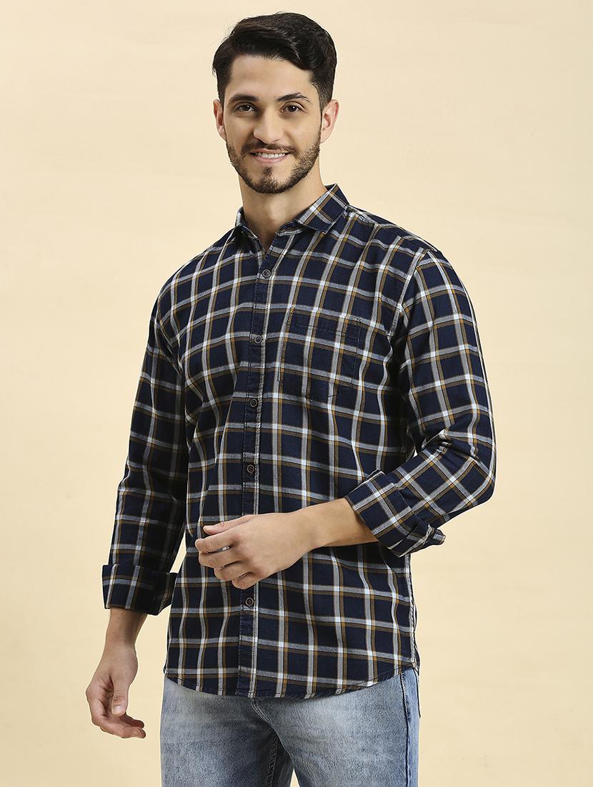 men checkered collared casual shirt - 20537534 - Standard Image - 2