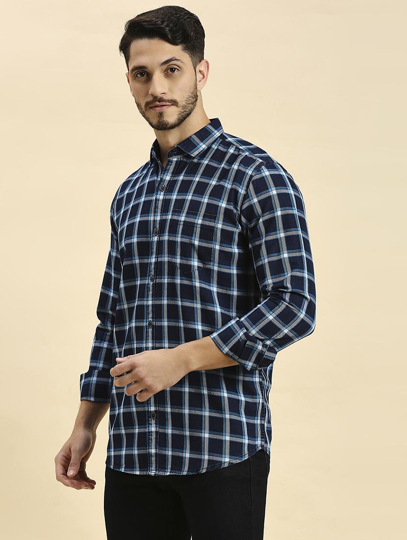 men checkered collared casual shirt - 20537535 - Standard Image - 2