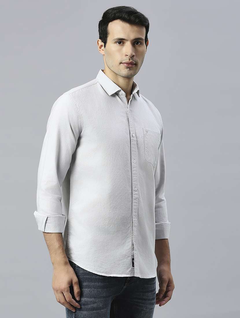 men solid collared casual shirt - 20537540 -  Standard Image - 2