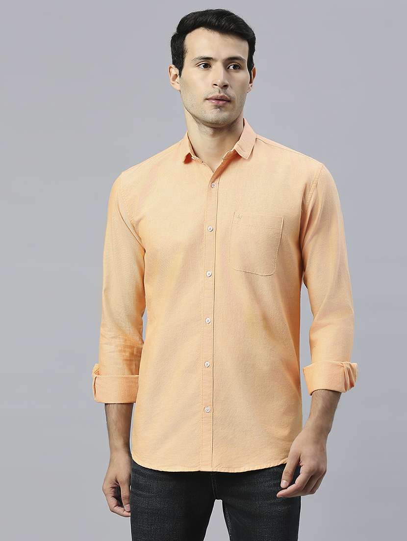 men solid collared casual shirt