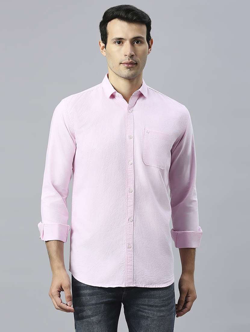 men solid chest pocket casual shirt