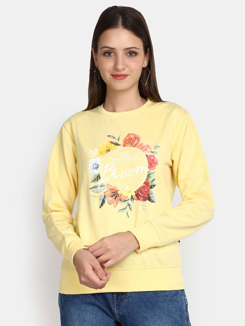 women long sleeved front printed sweatshirt