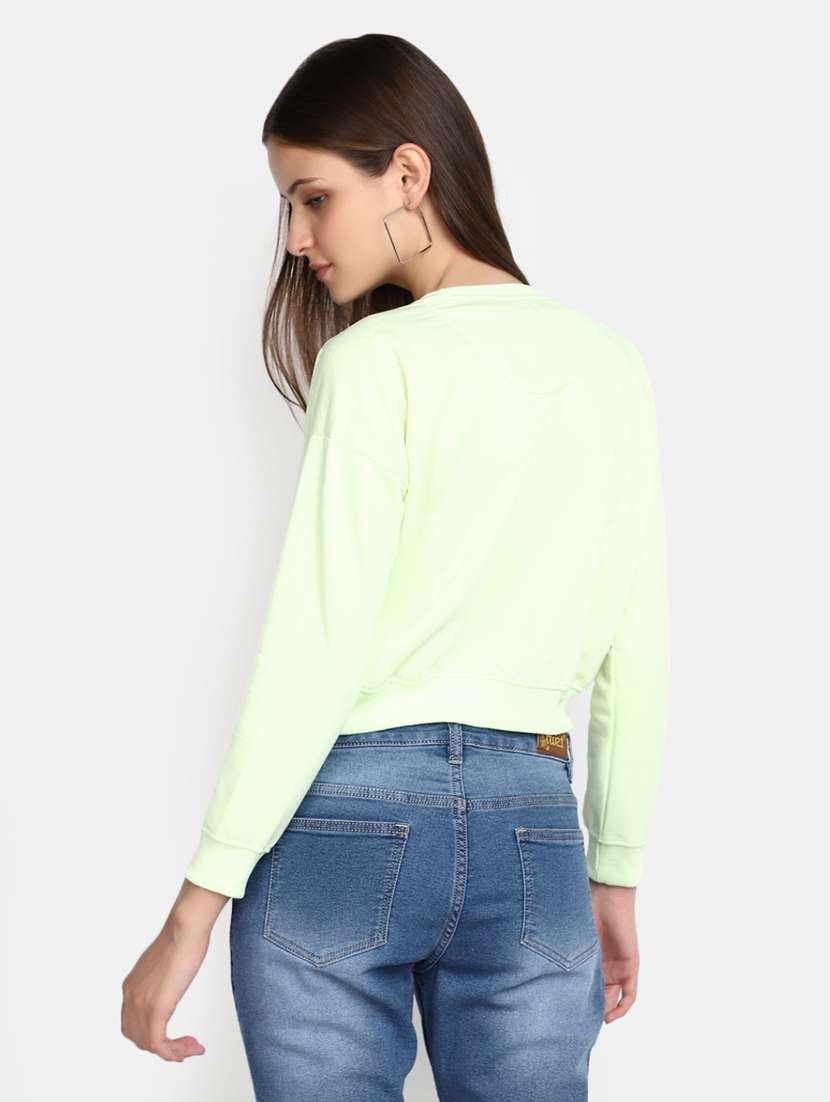 women round neck front printed cropped sweatshirt - 20537561 -  Standard Image - 2