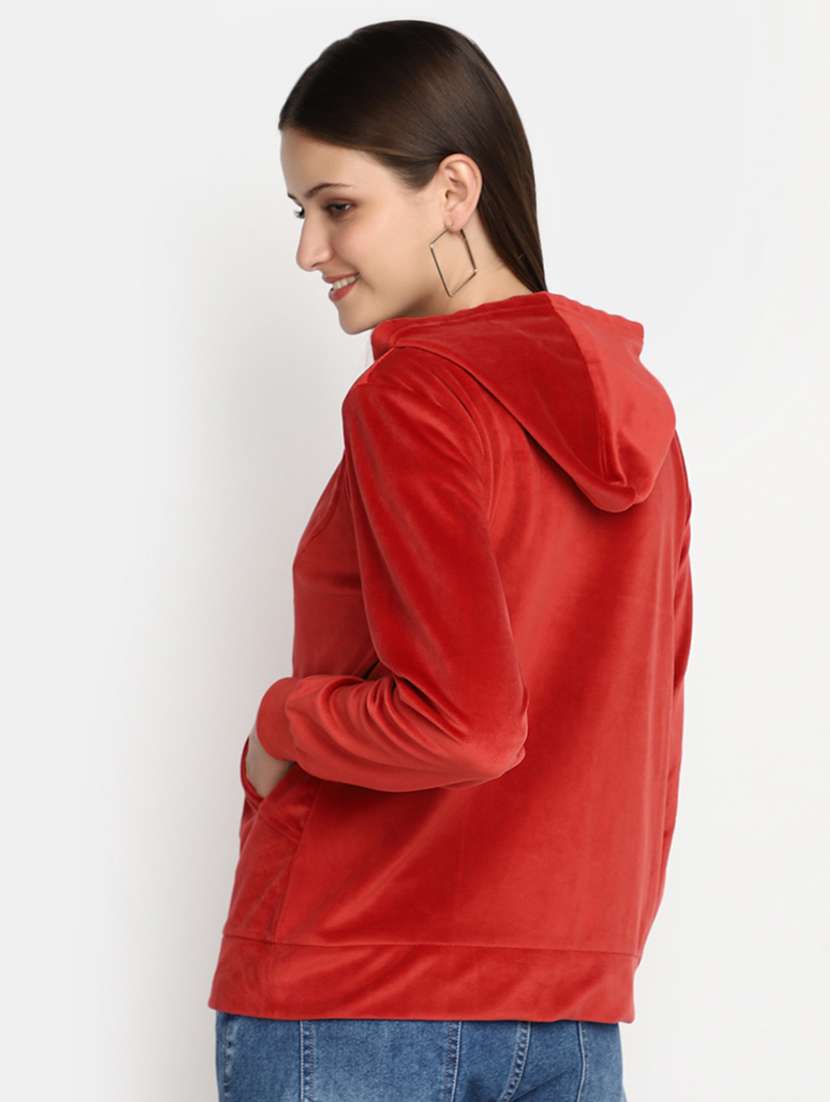 women red zipper hooded sweatshirt - 20537572 -  Standard Image - 2