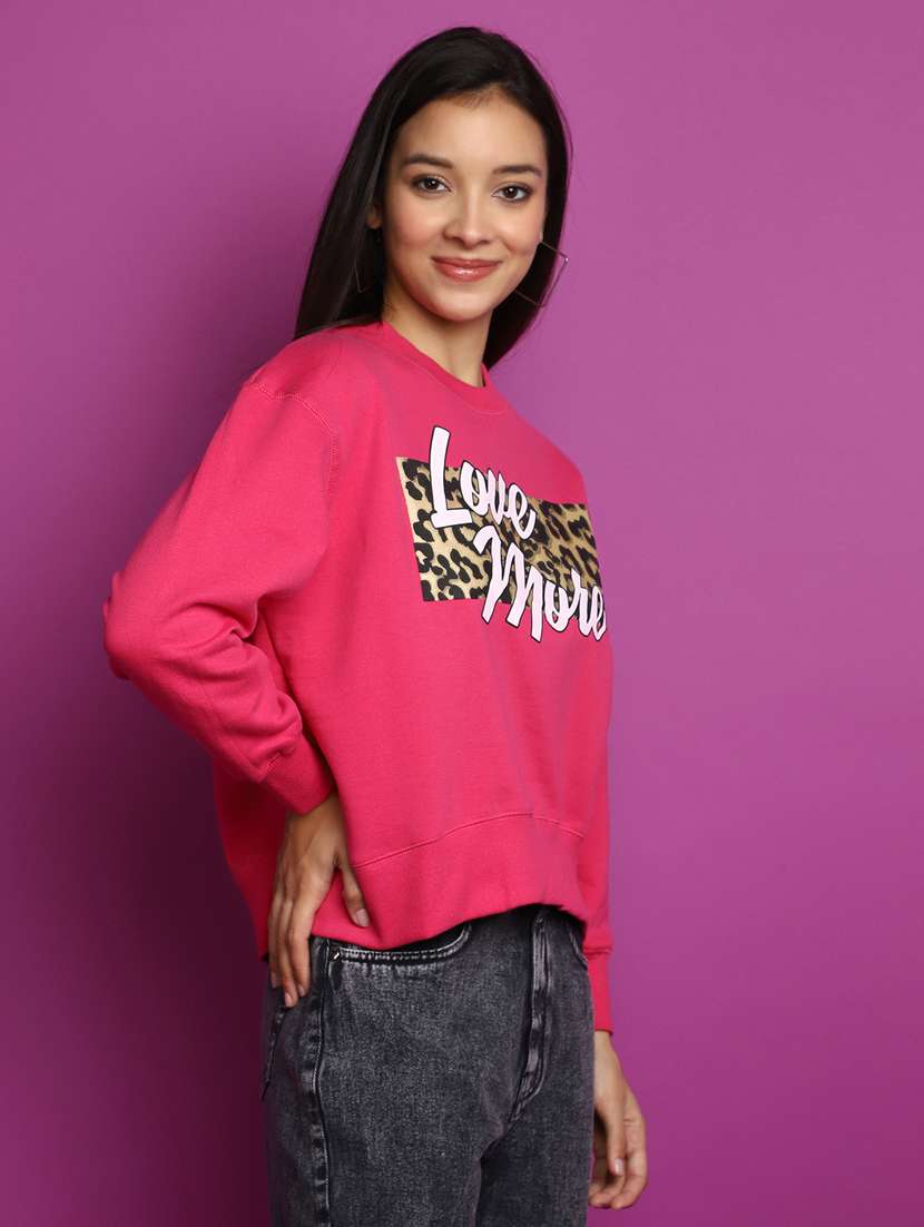 women long sleeved chest printed sweatshirt - 20537587 - Standard Image - 2