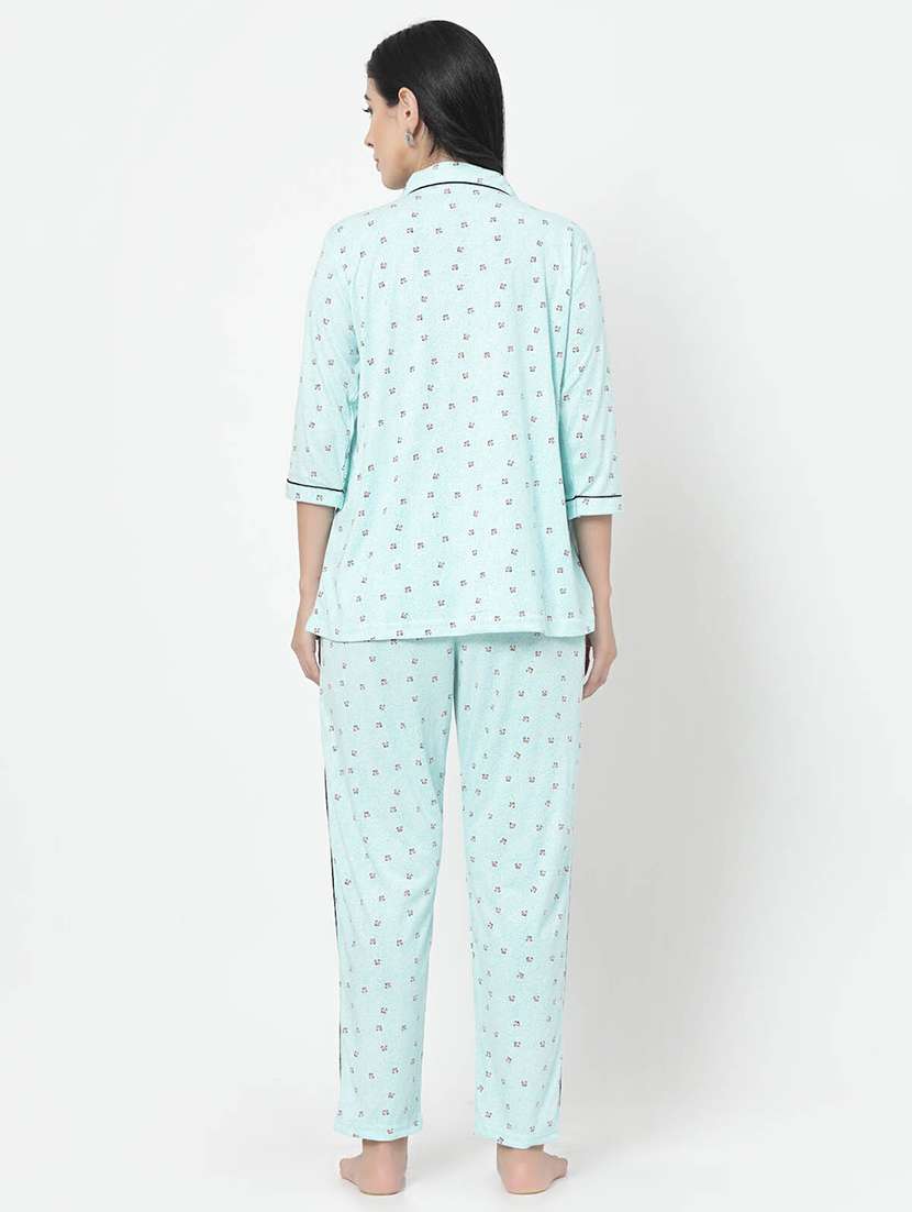 light blue cotton blend nightwear set - 20537933 -  Standard Image - 2