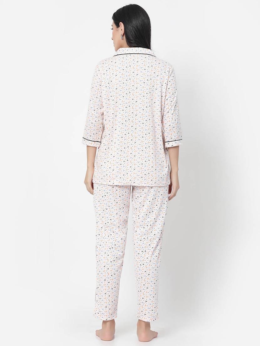white cotton blend nightwear set - 20537939 - Standard Image - 2