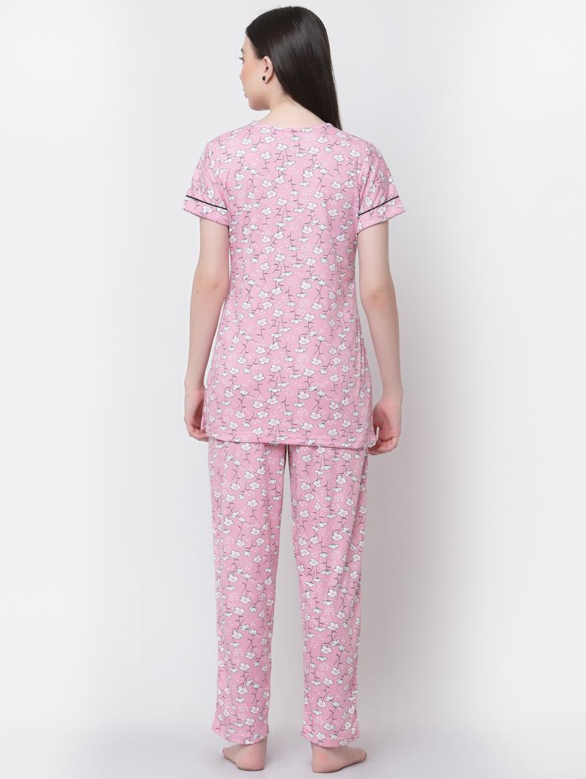 rosewater pink cotton blend nightwear set - 20537976 - Standard Image - 2