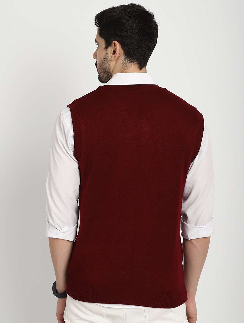 men black & maroon acrylic reversible pullover - 20538382 - Standard Image - 2