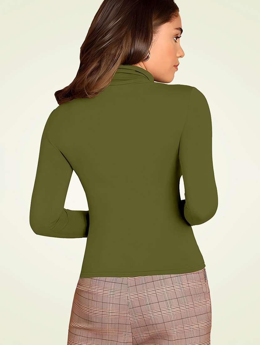 women solid high neck top - 20538470 -  Standard Image - 2