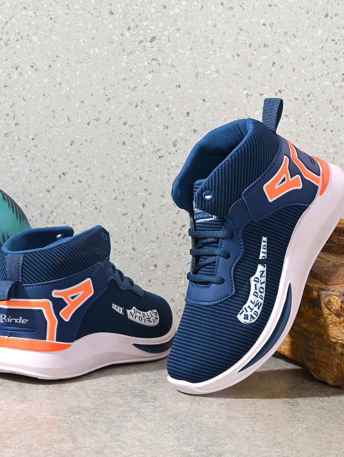 boys blue striped mesh sneaker