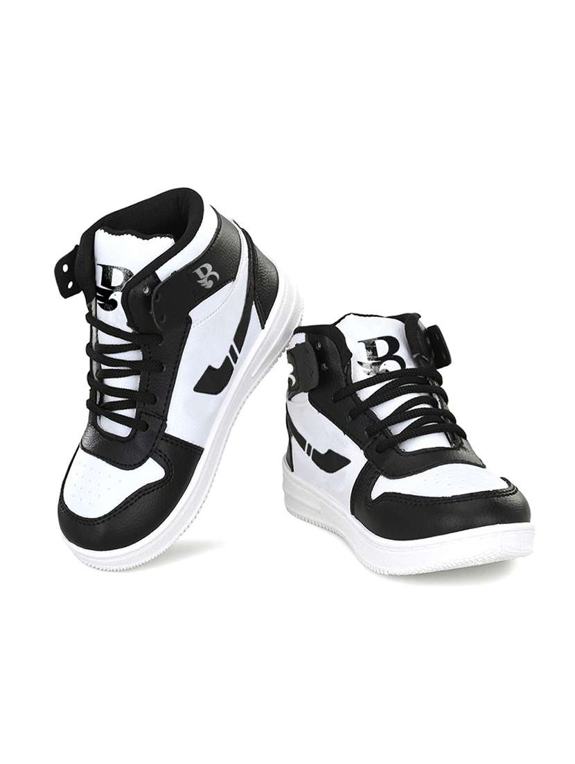 Boys Black & White Lace Up Sneaker - 20538594 -  Standard Image - 2