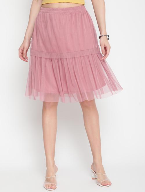 mauve net layered skirt - 20538699 - Standard Image - 0