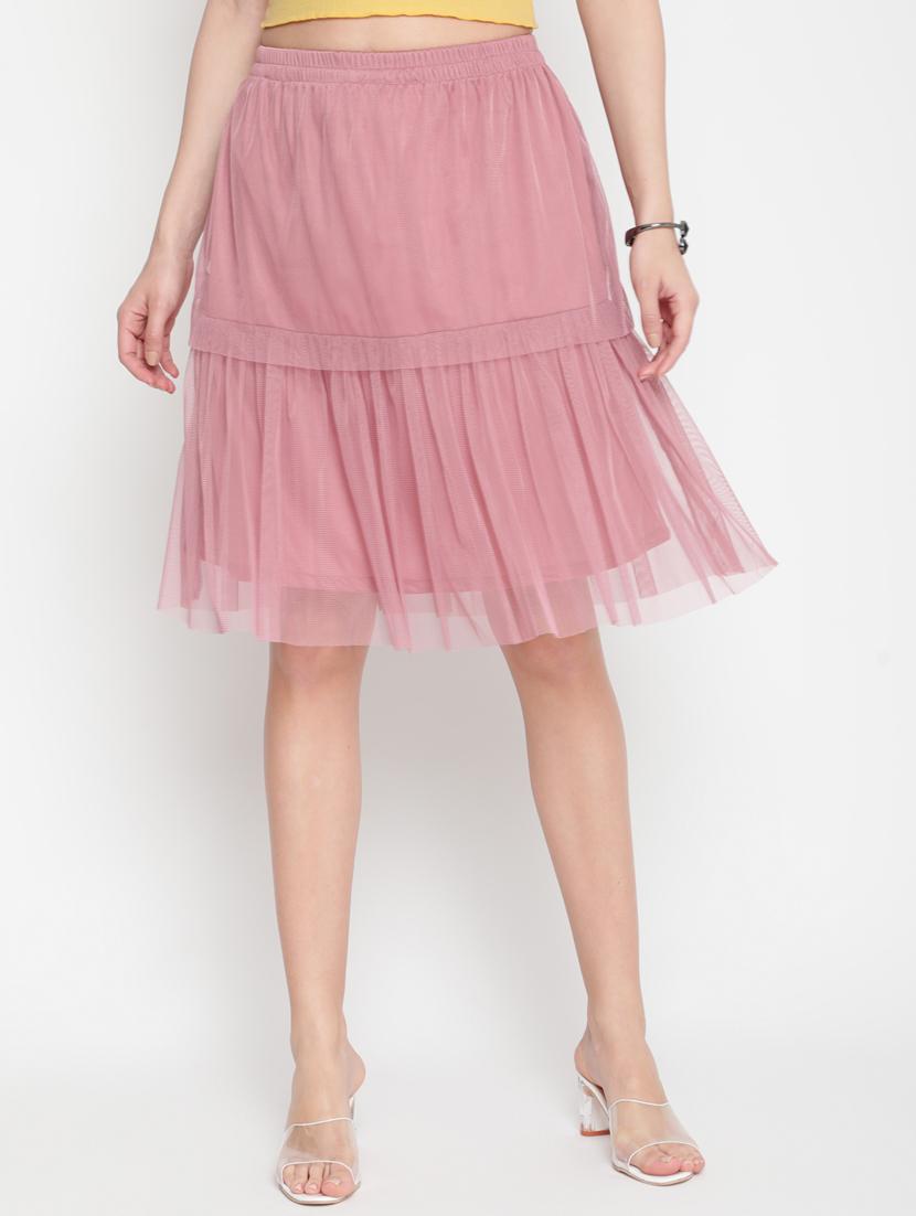 mauve net layered skirt - 20538699 - Zoom Image - 0