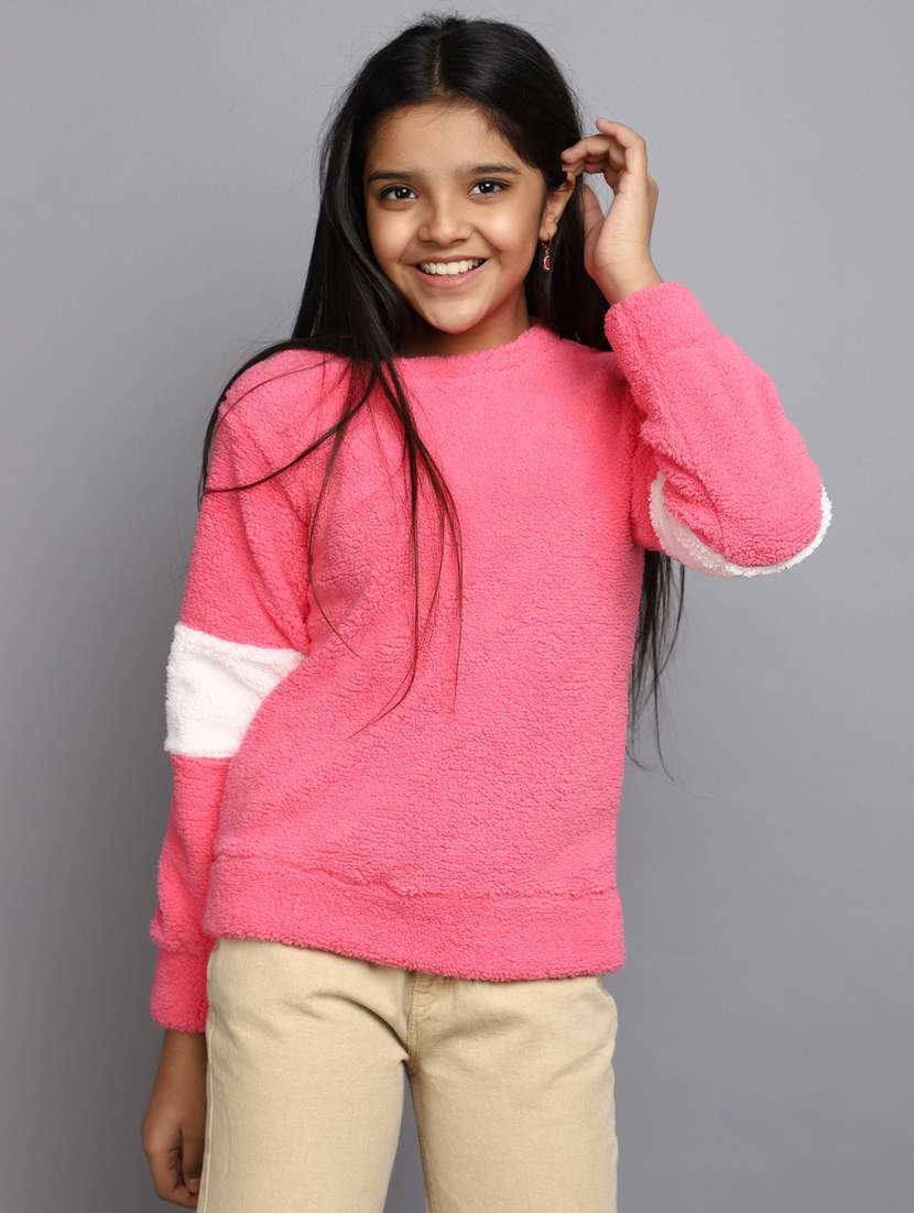 girls long sleeved color block sweatshirt