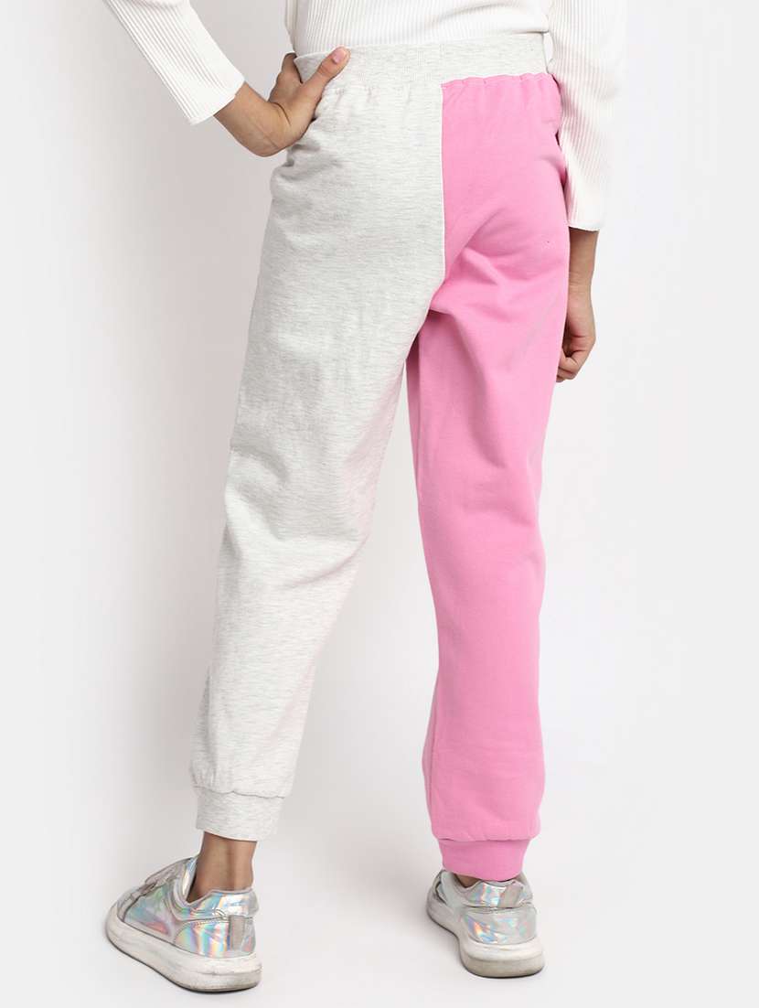girls grey & pink typography track pant - 20539244 - Standard Image - 2
