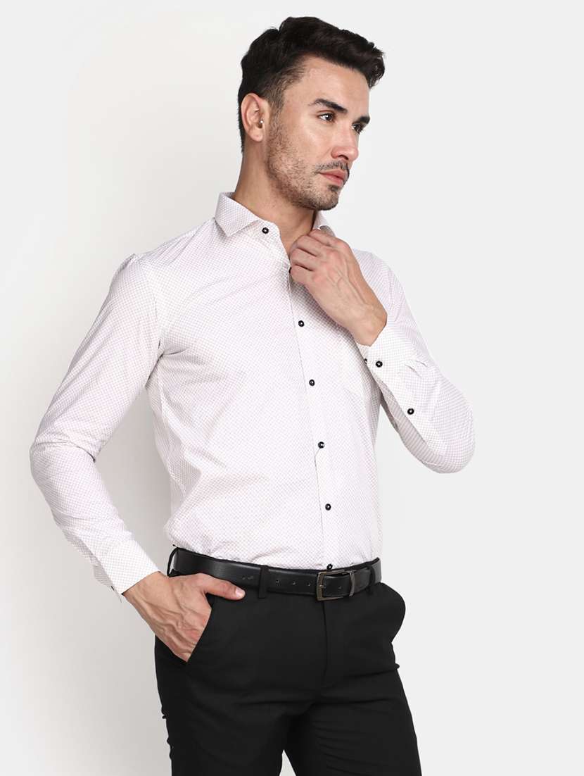 men white printed formal shirt - 20539539 -  Standard Image - 2
