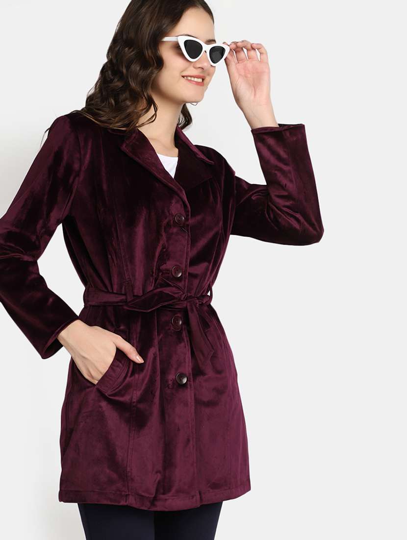 women solid casual coat - 20539567 -  Standard Image - 2