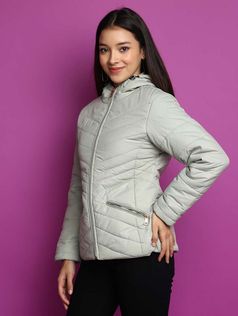 women solid hooded bomber jacket - 20539573 -  Standard Image - 2