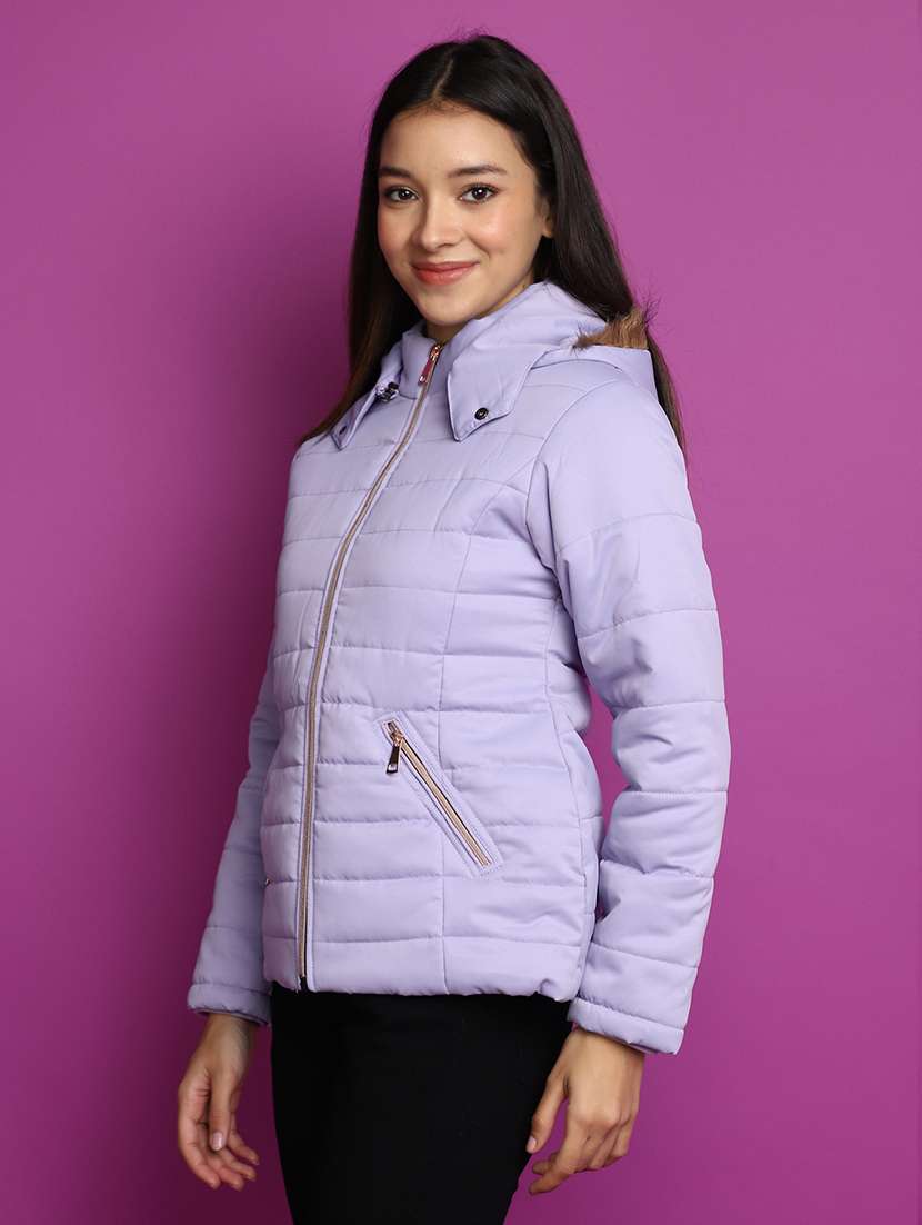 women solid stand collar bomber jacket - 20539575 -  Standard Image - 2