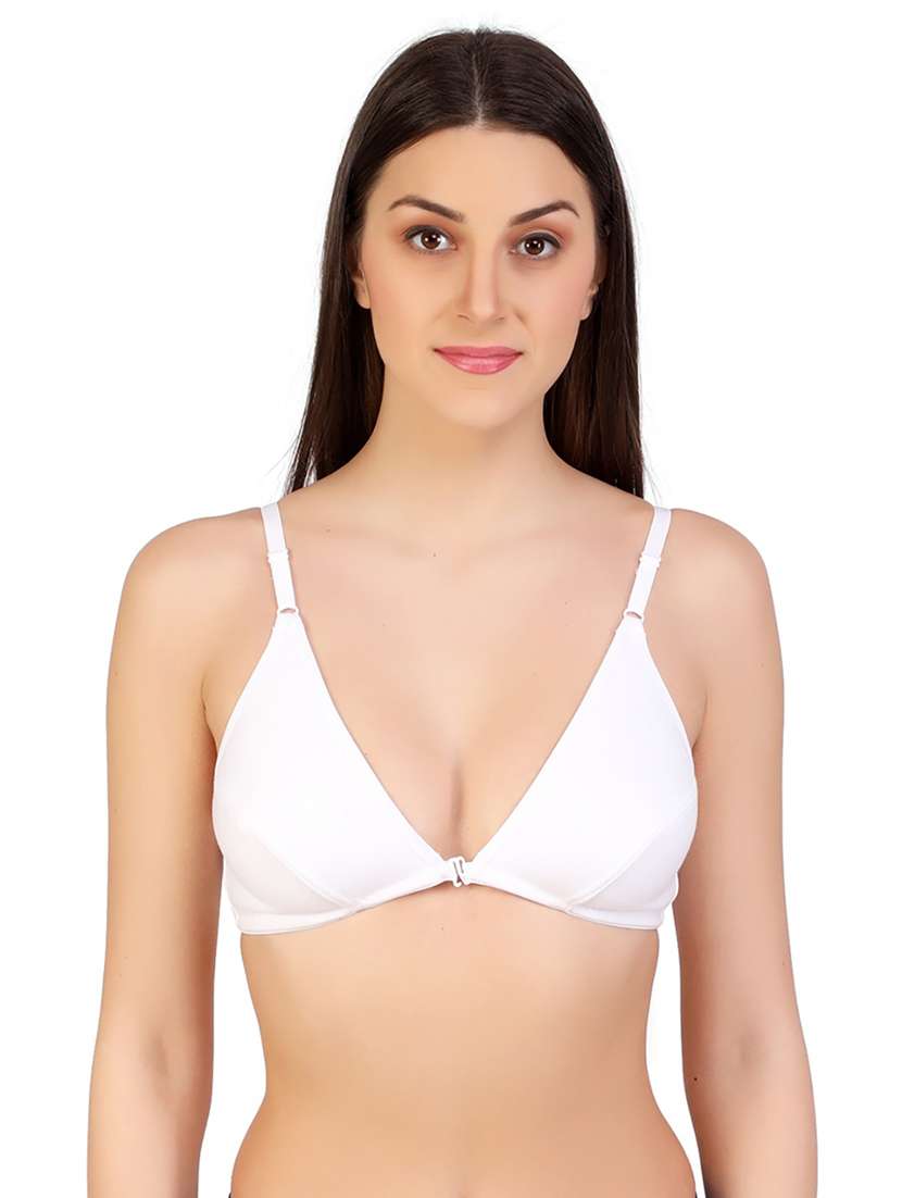 women solid front open bra