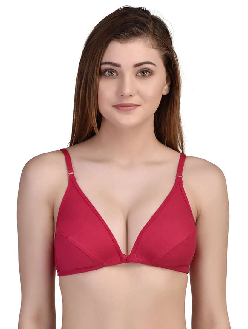 women solid front open bra