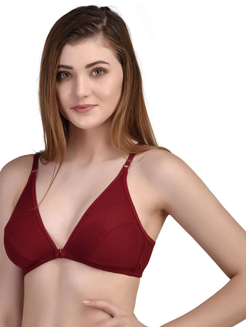 women solid front open bra - 20540153 - Standard Image - 2