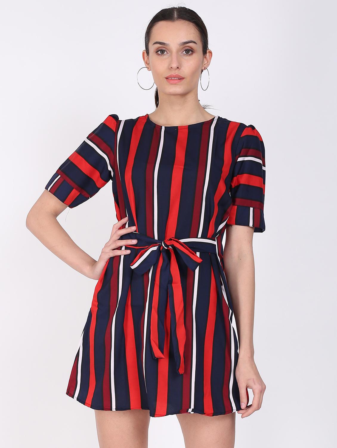 women striped belted dress - 20540487 - Zoom Image - 0