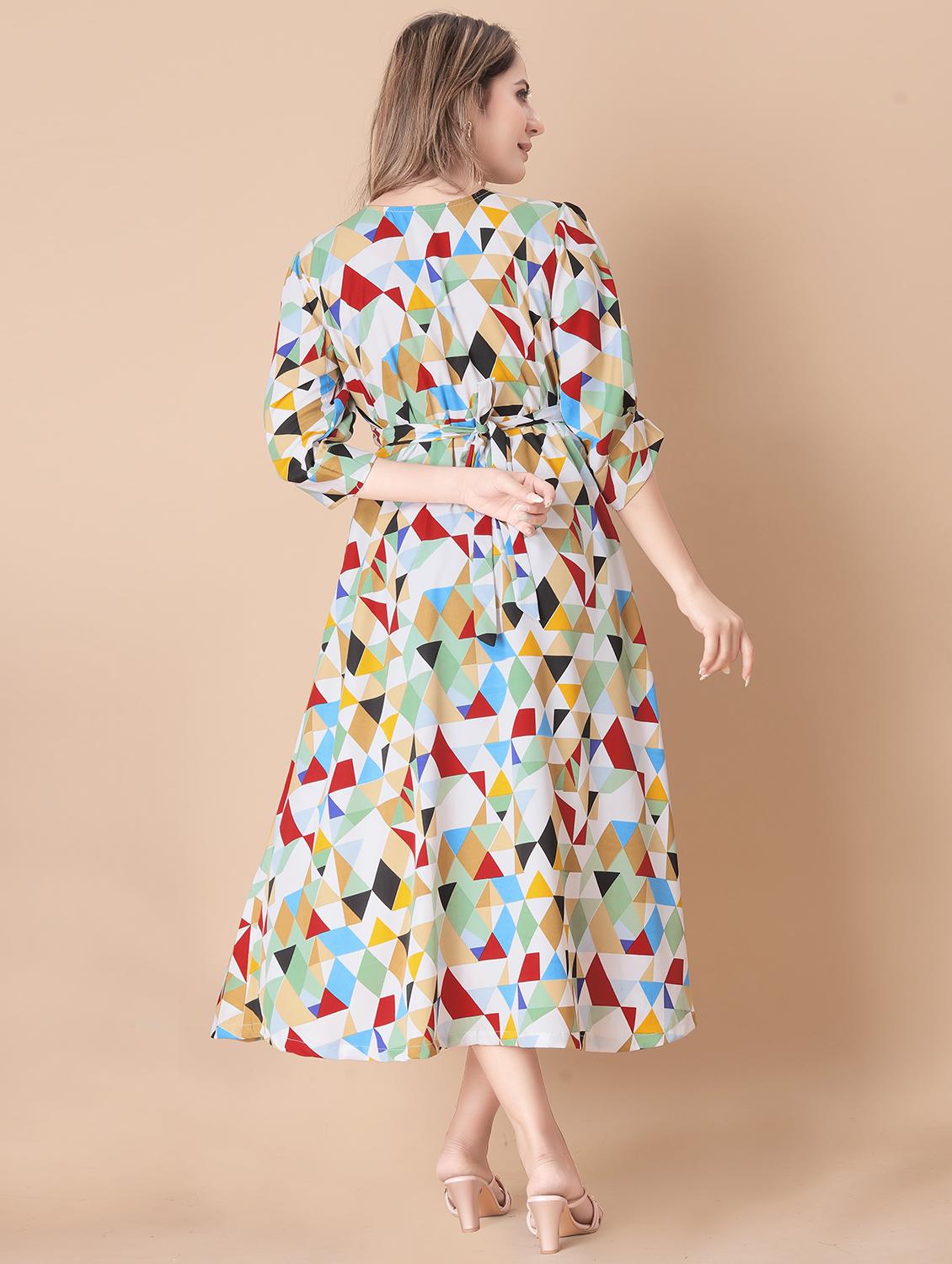 women multi coloured a-line midi dress - 20541933 - Standard Image - 2