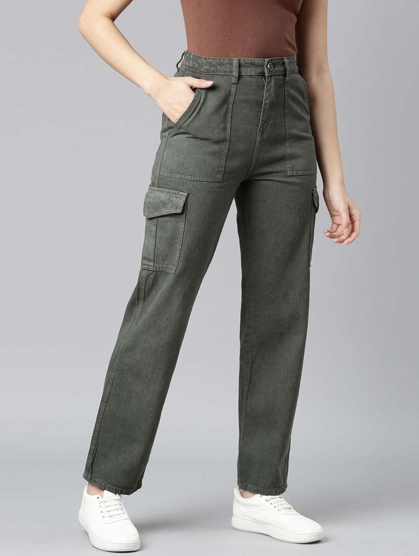 women's plain cargo jeans - 20542095 - Standard Image - 2