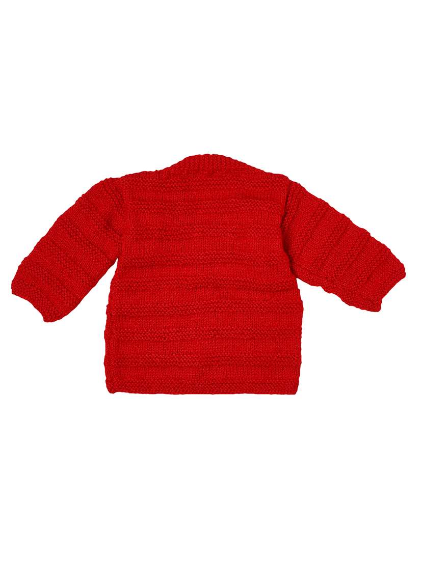 girls red self design sweater & pant set - 20542149 -  Standard Image - 2