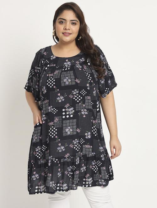 women printed round neck a-line dress - 20542165 -  Standard Image - 0