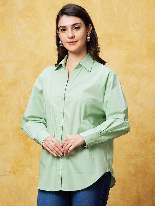 green solid shirt top - 20544787 -  Standard Image - 0