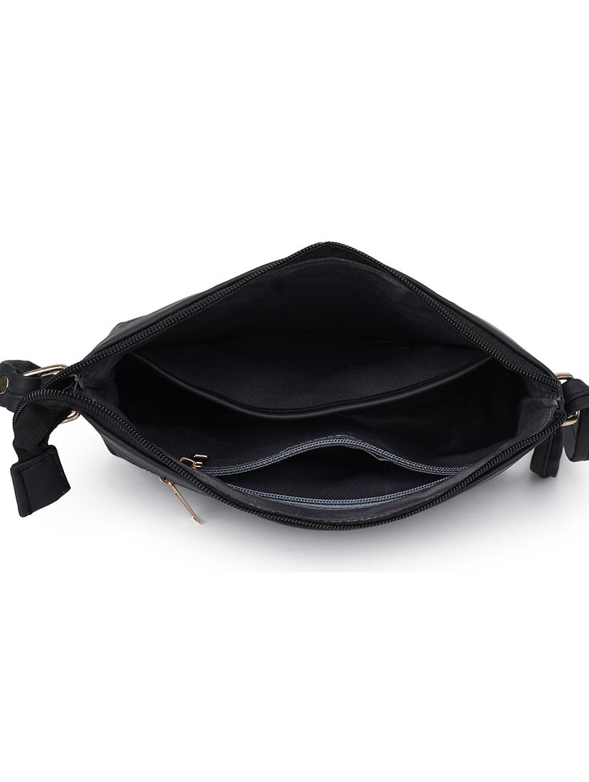 women black leatherette sling bag - 20546290 - Standard Image - 2