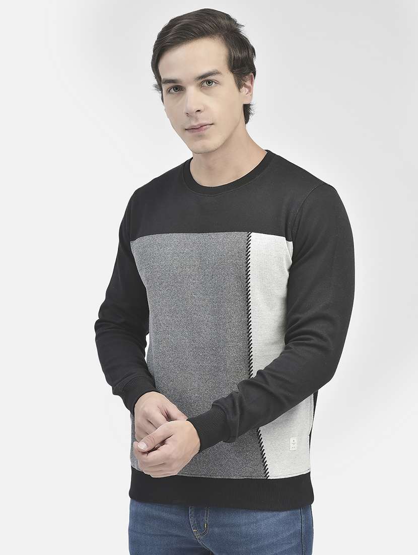 black cotton blend sweatshirt