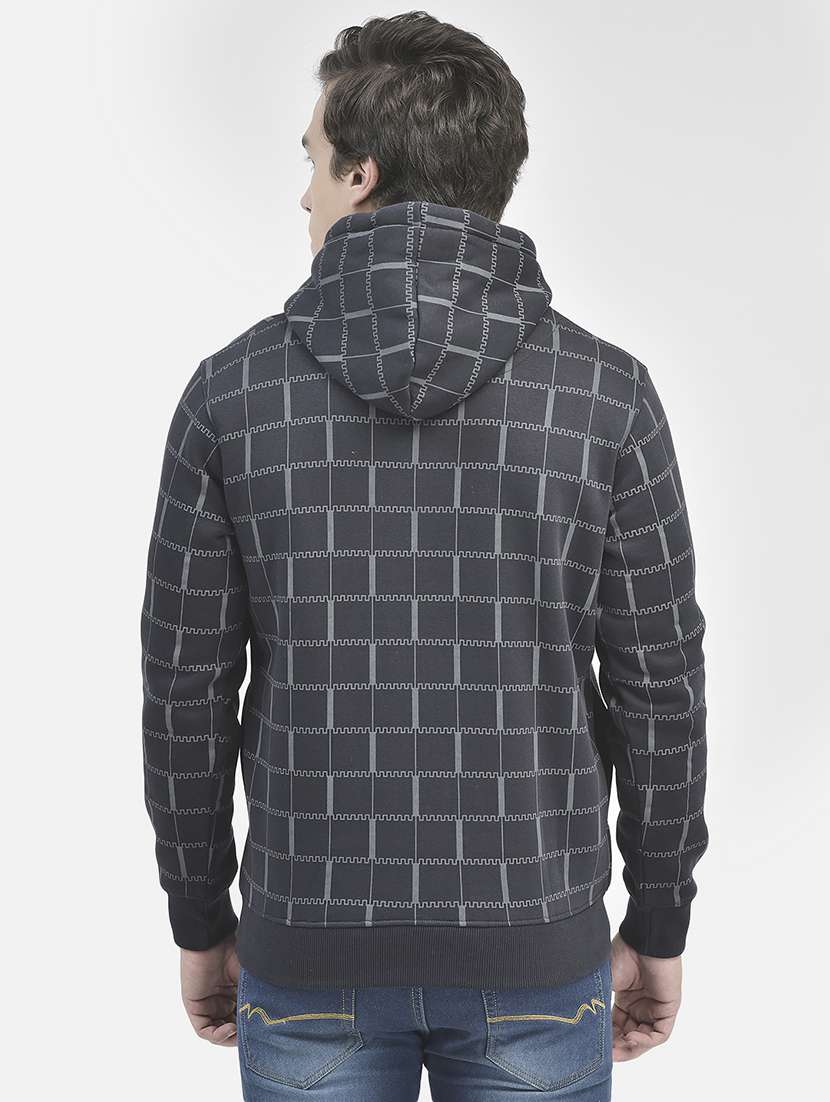 men printed grey cotton blend hooded sweatshirt - 20547013 -  Standard Image - 2