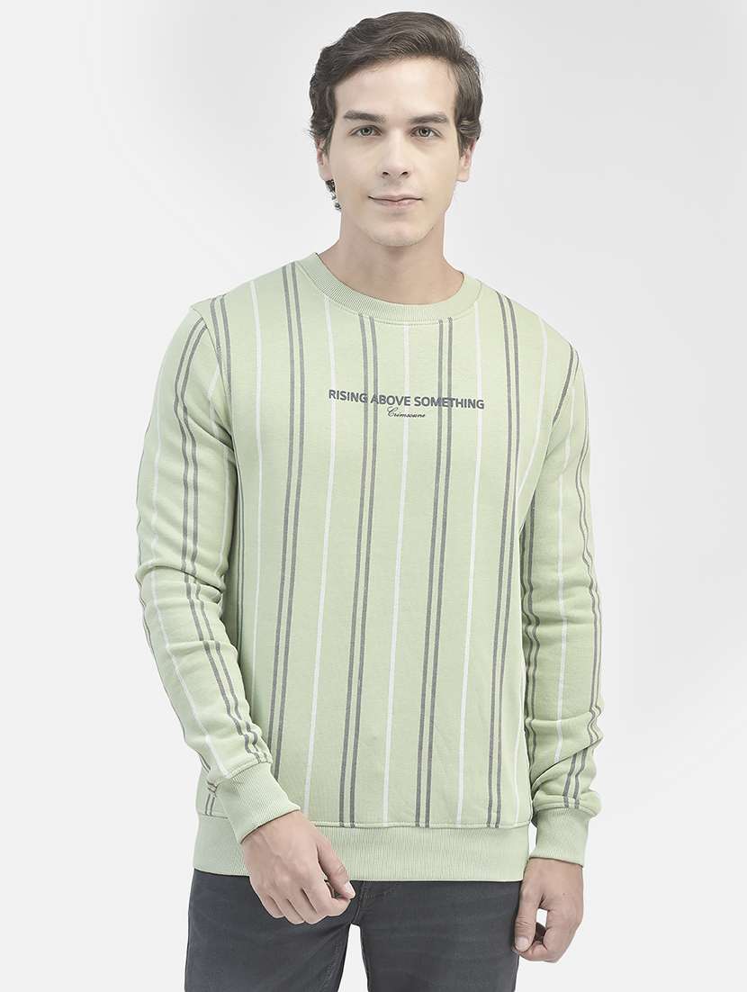men striped neo mint cotton blend sweatshirt
