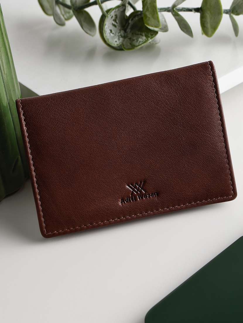leather brown foldable card holder - 20547055 - Zoom Image - 0