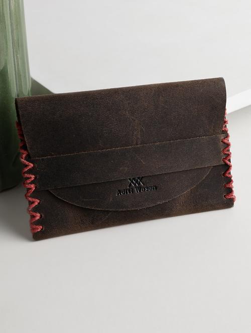 brown detailed leather card holder - 20547059 - Standard Image - 0