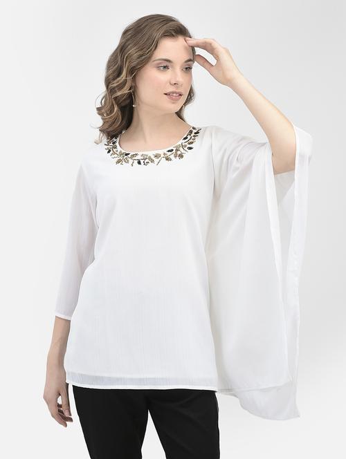 white polyester embellished top - 20547062 -  Standard Image - 0