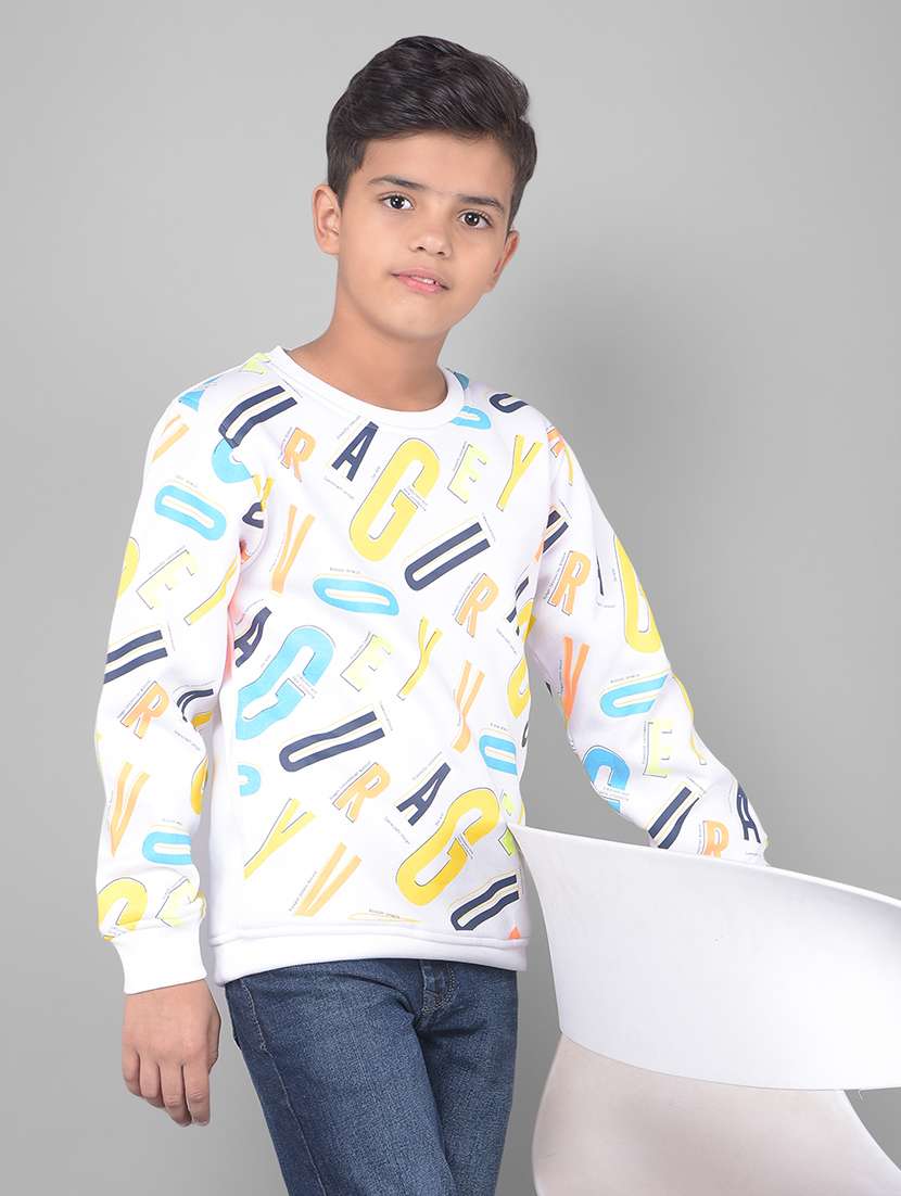 boys round neck typographic regular sweatshirt