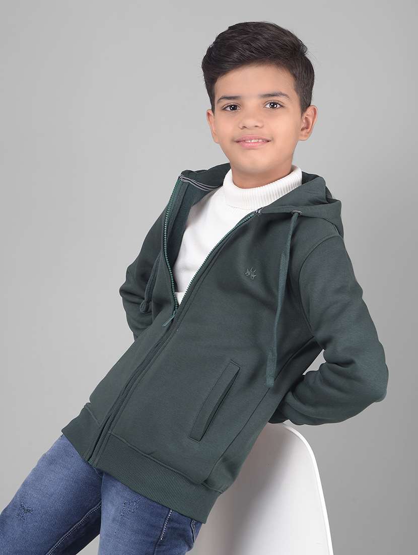 boys green solid hooded sweatshirt - 20547103 -  Standard Image - 2