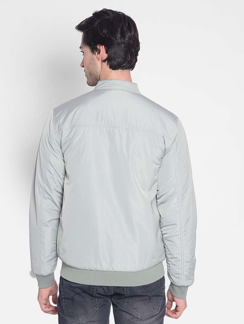 men solid mandarin collar casual jacket - 20547113 - Standard Image - 2