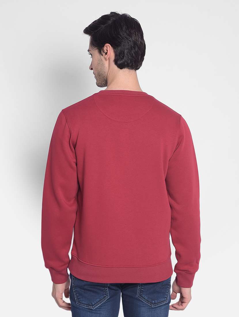 men typography printed red cotton blend sweatshirt - 20547122 - Standard Image - 2