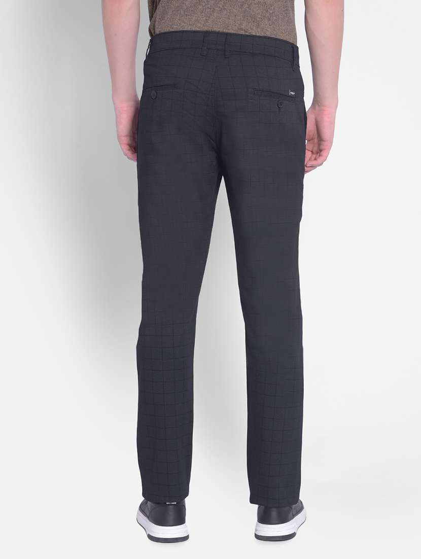men mid rise checkered flat front casual trouser - 20547126 -  Standard Image - 2