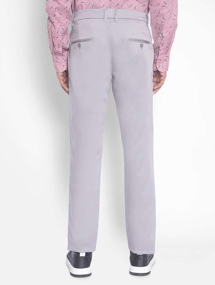 men mid rise solid flat front casual trouser - 20547127 - Standard Image - 2